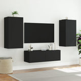 TV Wall Cabinet with LED Lights Black 40.5x35x80 cm 837261