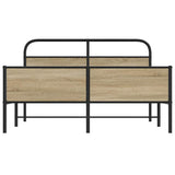 Metal Bed Frame without Mattress Smoked Oak 160x200 cm 3318673