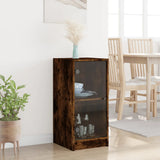 Side Cabinet with Glass Doors Smoked Oak 35x37x75.5 cm 836403