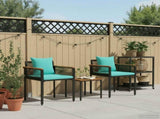 Outdoor Furniture Set Black and Turquoise Poly Rattan 42025236
