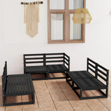 6 Piece Garden Lounge Set Black Solid Pinewood 3075413