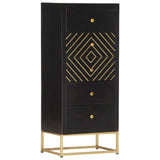 Drawer Cabinet Black and Gold 45x30x105 cm Solid Mango Wood 286513