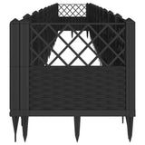 Garden Planter with Pegs Black 363.5x43.5x43.5 cm PP 368027