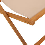 Folding Beach Chair Taupe Solid Wood Eucalyptus and Fabric 366565