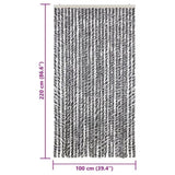 Fly Curtain Grey and Black and White 100x220 cm Chenille 377337