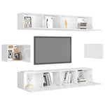 ZNTS 6 Piece TV Cabinet Set High Gloss White Engineered Wood 3079313