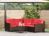 Outdoor Sofa Set with Cushion 2 pcs Brown and Red Poly Rattan 4103878
