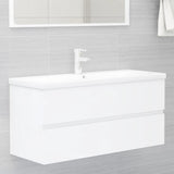 Sink Cabinet with Built-in Basin White Engineered Wood 3071567