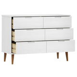 Drawer Cabinet MOLDE White 113x40x80 cm Solid Wood Pine 350508