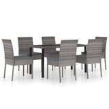Outdoor Dining Set Grey Poly rattan, powder-coated steel, glass 3100404