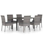 ZNTS 7 Piece Outdoor Dining Set with Cushions Poly Rattan Grey 3100404