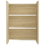 Bathroom Mirror Cabinet 60x15x75 cm MDF White and Oak 331530