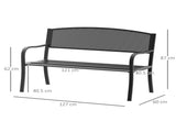 Garden Bench Furniture Patio Park 2 Person Chair Seat Steel Black 120cm Outdoor T3398P325199