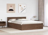 Bed Frame with Headboard Brown Oak 150 x 200 cm Engineered Wood 3408570