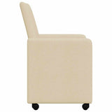 Dining Chairs with Wheels 2 pcs Cream 57 x 66 x 94 cm Fabric 42017814
