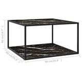 Coffee Table Black with Black Marble Glass 90x90x50 cm 322914