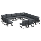 Garden Sofa Set with Cushion 13 pcs Black Aluminium 3378930