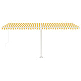 ZNTS Manual Retractable Awning with LED 500x300 cm Yellow and White 3069583