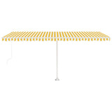 Manual Retractable Awning with LED 500x300 cm Yellow and White 3069583