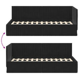 Corner Bed Frame with Headboard Black 90 x 200 cm Velvet 42016271