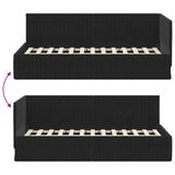 Corner Bed Frame with Headboard Black 90 x 190 cm Velvet 42016261