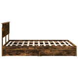 Storage Bed with Drawer Smoked Oak 135 x 190 cm Engineered Wood 3410809