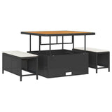 Garden Sofa Set with Cushion with Storage 8 pcs Black and Cream 3363945