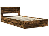 Bed Frame with Drawer Smoked Oak 100 x 200 cm Engineer Wood 3410739