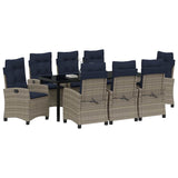 Garden Dining Set with Cushion 9 pcs Grey Poly Rattan 3380469