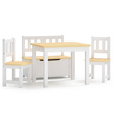 4 Piece Children Table and Chair Set White and Beige MDF 10412
