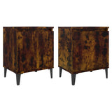 Bed Cabinets with Metal Legs Smoked Oak 40x30x50 cm 813117