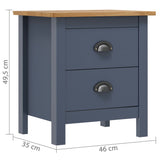 Bedside Cabinets Hill 2pcs Grey 46x35x49.5 cm Pine Wood 288909