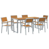 Garden Dining Set 7 pcs Grey and brown 180 x 90 x 75 cm 3284372