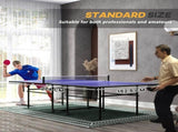 9FT Folding Table Tennis Table with Four Wheels, for Indoor Use, Blue T3398P425044