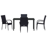 Garden Dining Set 5 pcs Black Powder-Coated Steel 3379403