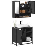 ZNTS 2 Piece Bathroom Furniture Set Black Engineered Wood 3300935