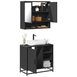 ZNTS 2 Piece Bathroom Furniture Set Black Engineered Wood 3300935