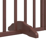Dog Gate with Door Foldable 9 Panels Brown 450 cm Poplar Wood 3155606