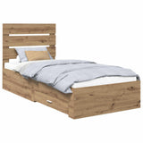 Bed Frame with Drawer Artisan Oak 100 x 200 cm Engineered Wood 3412011