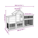 Chicken Coop Mocha 186,5x58,5x113 cm Solid Wood Pine 172230