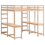 ZNTS Loft Bed with Desk and Ladder 160x200 cm Solid Wood Pine 3284233