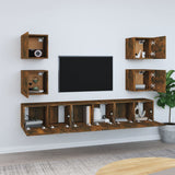 7 Piece TV Cabinet Set Smoked Oak Engineered Wood 3120242