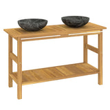 Bathroom Vanity Cabinet with Black Marble Sinks Solid Wood Teak 3096579
