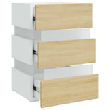 LED Bedside Cabinet White and Sonoma Oak 45x35x67 cm Engineered Wood 326845