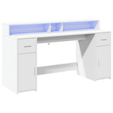 ZNTS Desk with LED Lights White 160x55x91 cm Engineered Wood 3309429