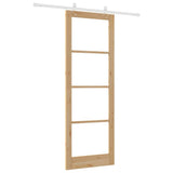 Sliding Door Natural 83 x 232 cm Solid Pine Wood and Glass 3332225