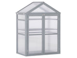 Garden Cold Frame Polycarbonate Greenhouse with Adjustable Shelves, Double Doors, Openable Top T3398P319976