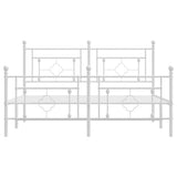 Metal Bed Frame without Mattress with Footboard White 150x200cm 374408