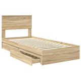 Storage Bed with Drawer Sonoma Oak 90 x 200 cm Engineered Wood 3410835