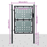 Black Single Door Fence Gate 100x200 cm 141689